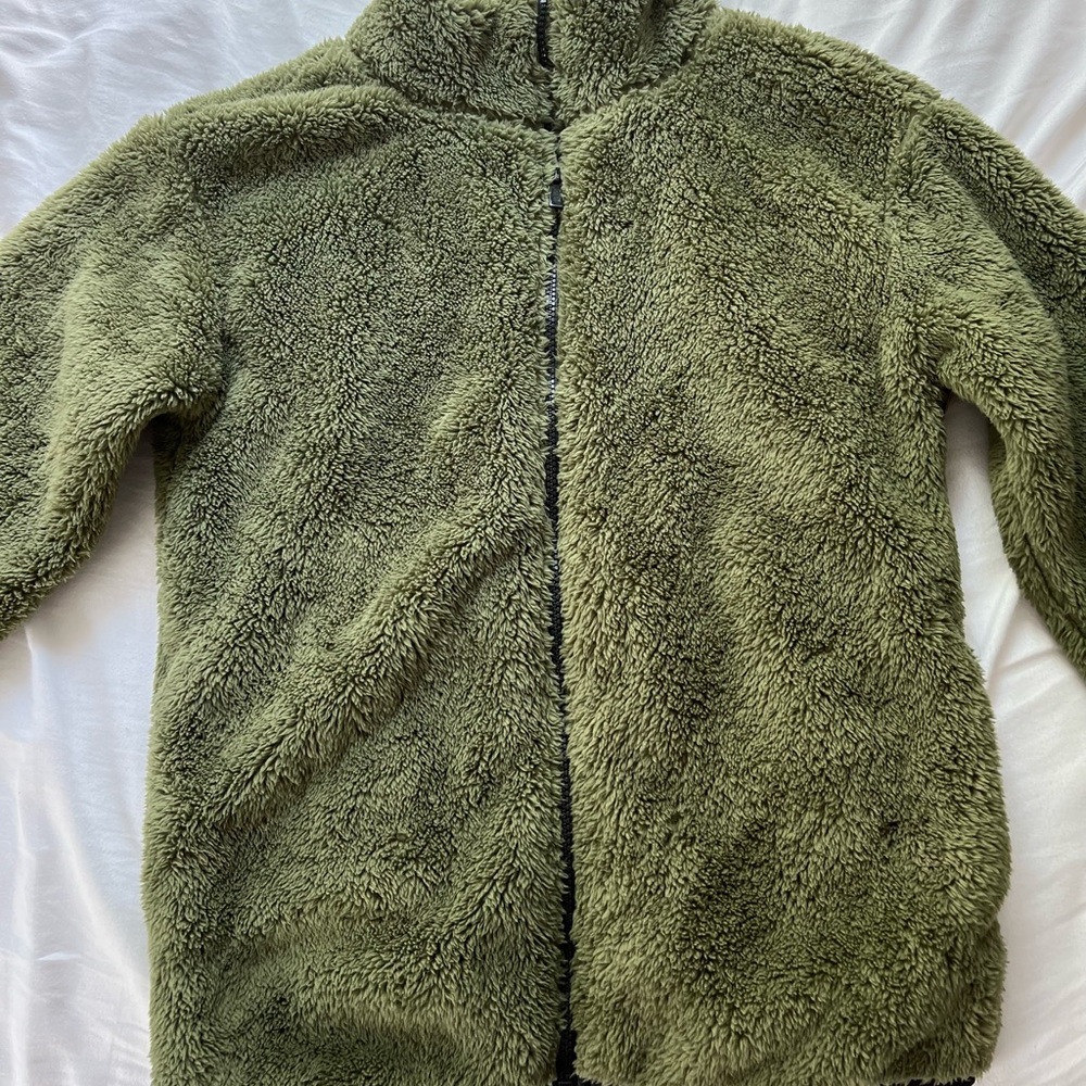 Green Fuzzy Zip Up